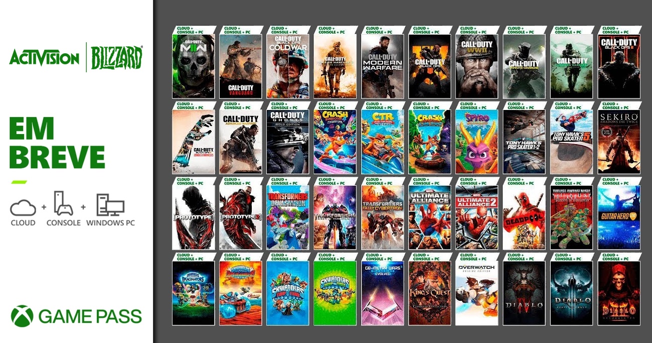 Jogos da Activision Blizzard chegarão ao Xbox Game Pass em fevereiro